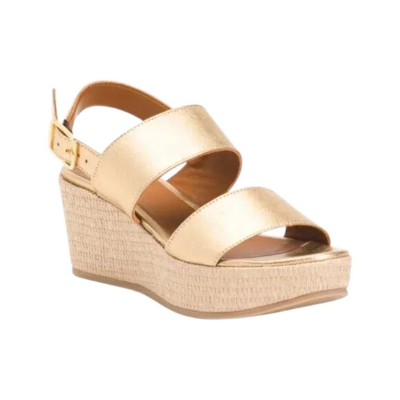 LK BENNETT Shoes - LK BENNETT Soft Gold Made In Portugal Leather Adrianna Double Strap Sandals